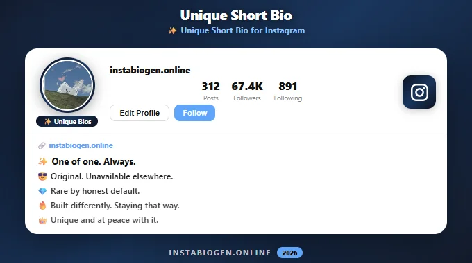 Unique Short Bio for Instagram